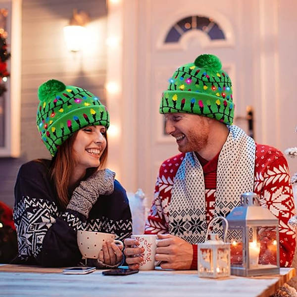Julhatt Jul Stickad Mössa Färgglad Julhatt för Barn