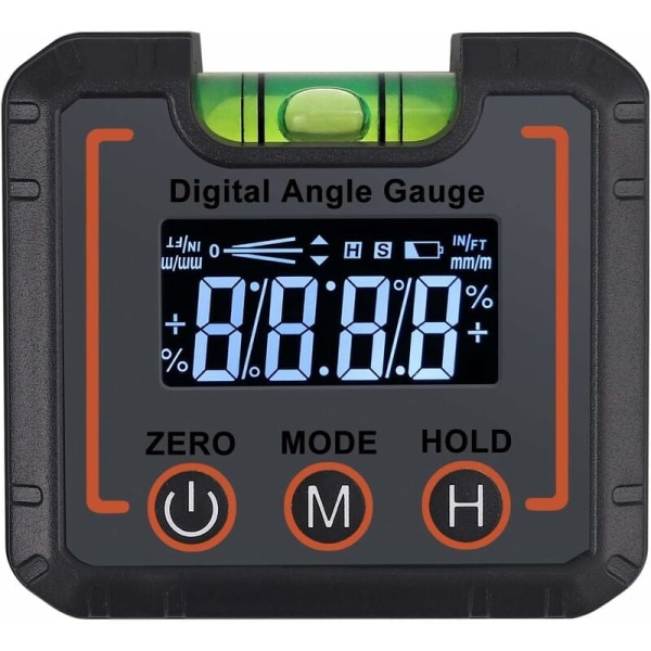 Profesjonell digital LCD digital inklinometer, høy nøyaktighet horisontale bobler, magnetisk V-spor, med 2 batterier - (°grader / % / mm/m / IN/FT)