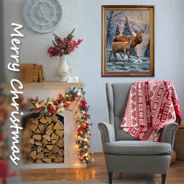 5D Diamantmaleri Jul, Juleelg 5D DIY Runde Fuld Dr