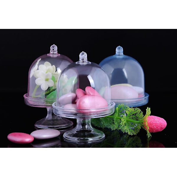 12 st Godisaskar med Lock Basstrukturdesign Transparent Fack Modellering Form Fyllbar Mini Smyckeskrin Ornament (Rosa)