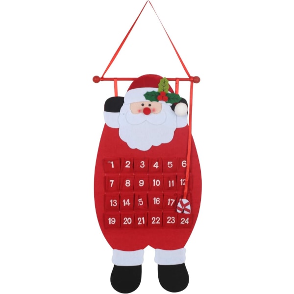 Julekalender for barn, nedtelling til jul, gjenbrukbar veggdekorasjon med julenissen