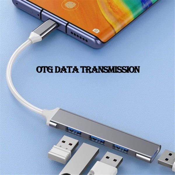 4-porttinen USB 3.0 -keskitin, 5 Gbps:n huippunopeus, tyyppi-C-jakaja USB-keskitin