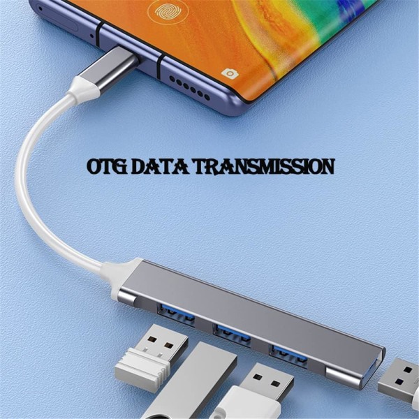 4-porttinen USB 3.0 -keskitin, suuri nopeus, tyyppi c USB -keskitin, 5 Gbps:n jakaja