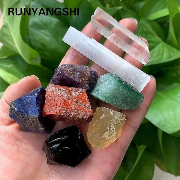 1 Set Natural Crystal Rough Stone Seven Chakras Energy Ore Standard Combination Diy Collection Gift Decoration Stone Crafts F8b4