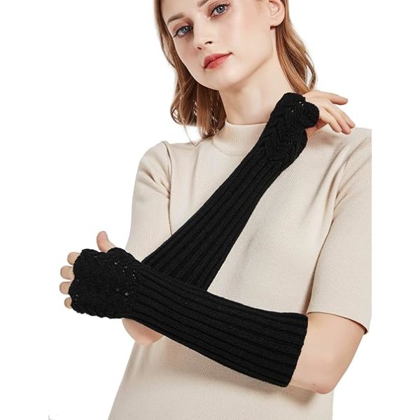 Dame stige design vinter varm strikket varmere lange arm handsker，g