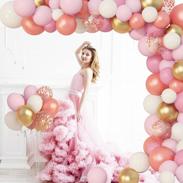 140 stk. lyserøde macaron ballonstrenge latex ballon sæt fødselsdag