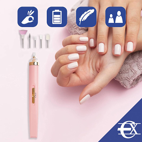 Elektrisk manikyrset, 5 i 1 elektrisk nagelfil manikyr slipmaskin hand nagelpoleringssystem - rosa