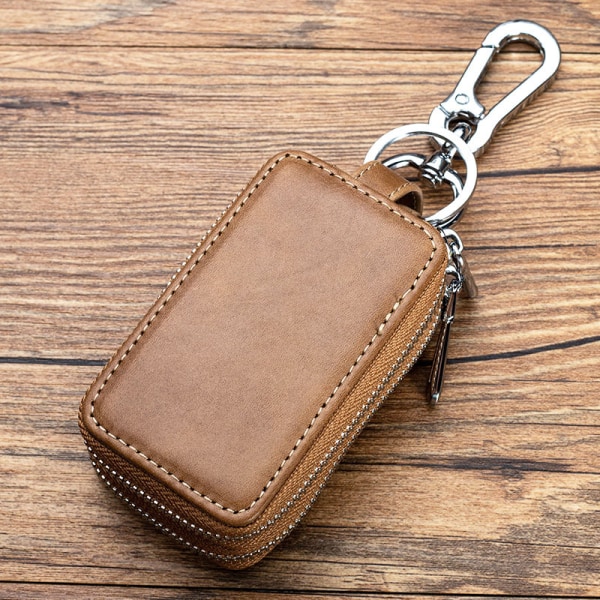 Dame Mænd Ægte Læder Nøglepung Holder Bilnøgle Fob Etui Cover