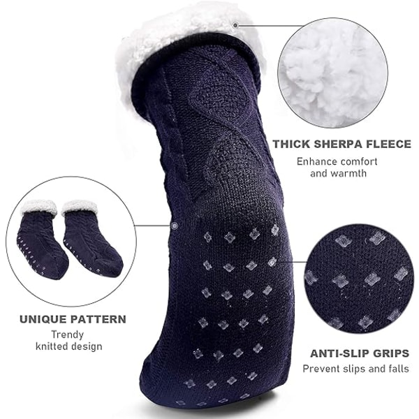 Herre hjemmesko Sokker Vinter skridsikre varme sokker Fleece Thermal Sli