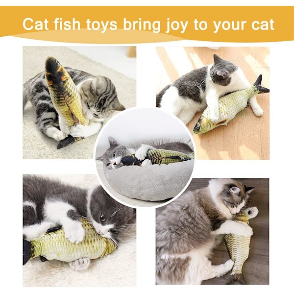 Mjuk Fisk Katt Leksak 11 tum Interaktiv Kattmynta Katt Leksak Realistisk Plysch Simulering Mobil Fisk Katt Leksak, Tvättad, Gul Karpfisk