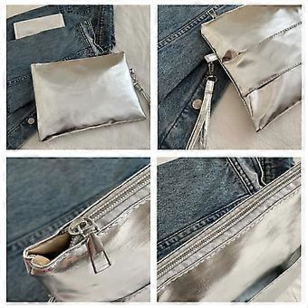 Trendy Kuvert Stil Clutch Taske Sofistikeret Metallisk PU Læder Håndholdt Håndledstaske til Modebevidste Kvinder Sort Black