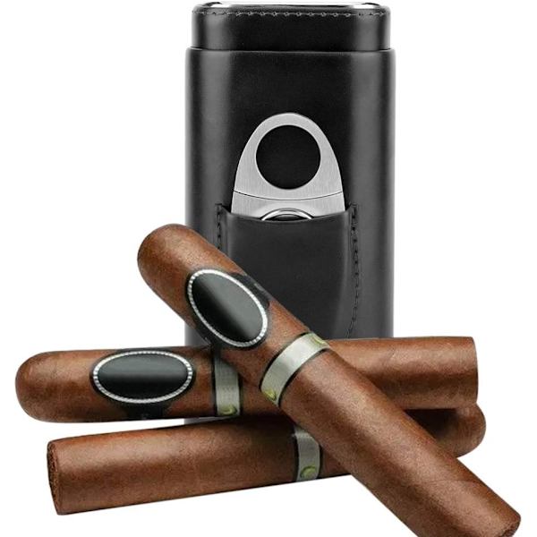 Cigar Box Cigar Etui Holder Bærbar Læder Cigar Rejse Cedar W