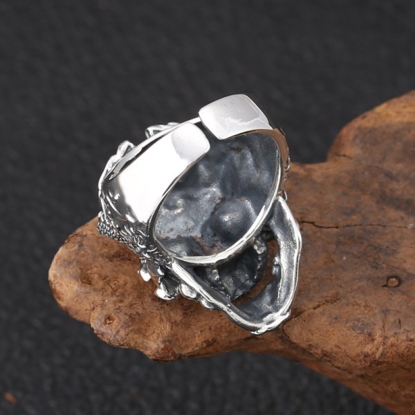 Vintage Sølv Overdrevet Kranie Ring