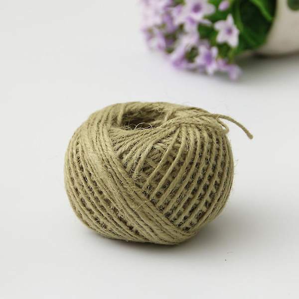 2 kpl Jute-lankaa 50m Jute-narua 3-säikeinen 2mm paksuus Jute-köysi Koristeluun Puutarhaan Kukkakauppaan DIY-taiteeseen Niputtamiseen käsitöihin (armeijanvihreä)