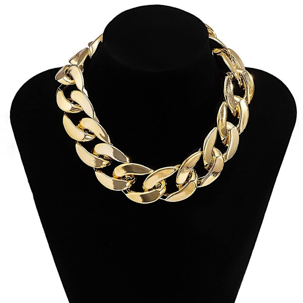 Punk kubansk länk kedja choker halsband guld lätt chunky oval länk kedja halsband statement hip hop smycken