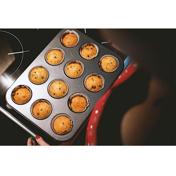 Smultringform Non Stick Belegg 12 Hull Karbonstål Stekebrett For Kake Kjeks Bagel Sandwich Muffins 13,7x10,4 Tommer