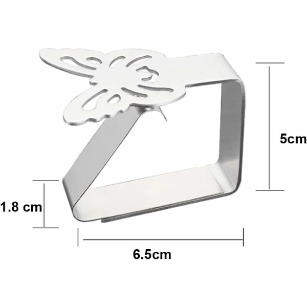 8 Butterfly Rustfritt Stål Serviettholder Klemme Klemmeholder Bord C