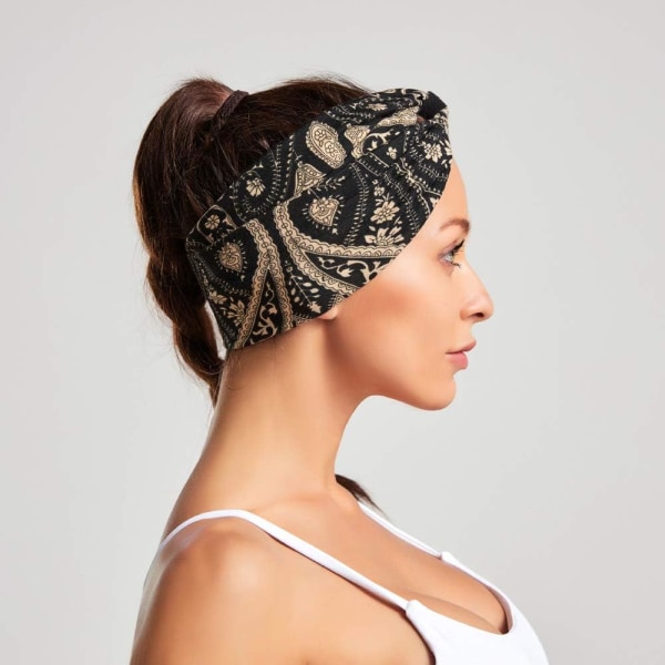 4-pack kvinnors pannband boho stil blommiga elastiska pannband
