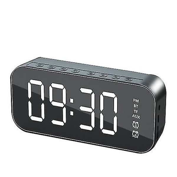 Multifunktionell LED digital väckarklocka, Bluetooth-högtalare, sängbordsljus elektronisk musikbox svart