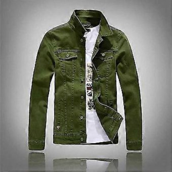 2025 Jeansjacka för män - Casual Slim Fit bomullsjacka för en stilfull look, perfekt för alla tillfällen Army Green 4XL