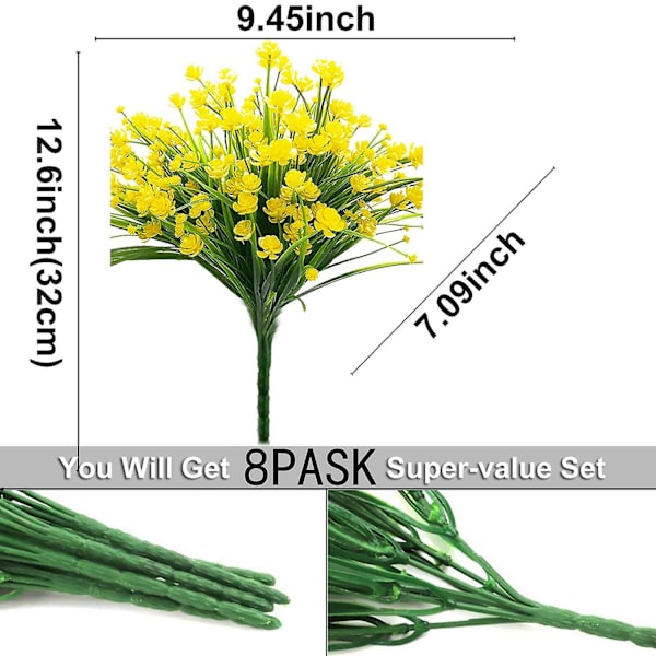 8 Bundter Kunstige Blomster Falske Påskeliljer Blomster Uv-Resistente Ingen Falmning Faux Greenery Faux Plastik Lotus Til Bryllup Have