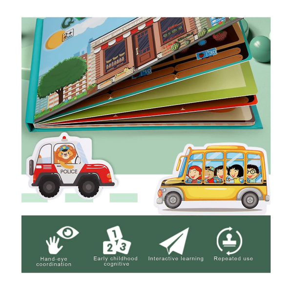 Tyst bok för småbarn 2-4 inlärningsförmåga Interaktiv upptagen bok Sensorisk bok Pedagogiska leksaksböcker（D）