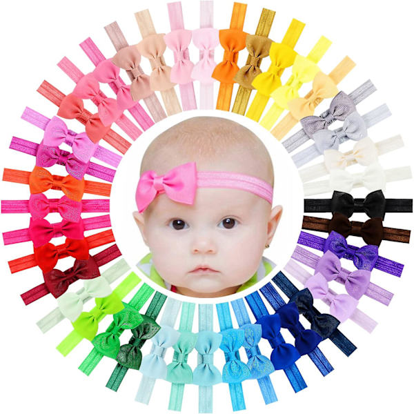 40 st baby flickor pannband 2,75 tum grosgrain band hår rosett hårband hår accessoarer för nyfödda flickor