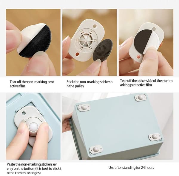 Itsekiinnittyvät pyörivät pyörät, Mini Cute Caster Solid Plastic Whee