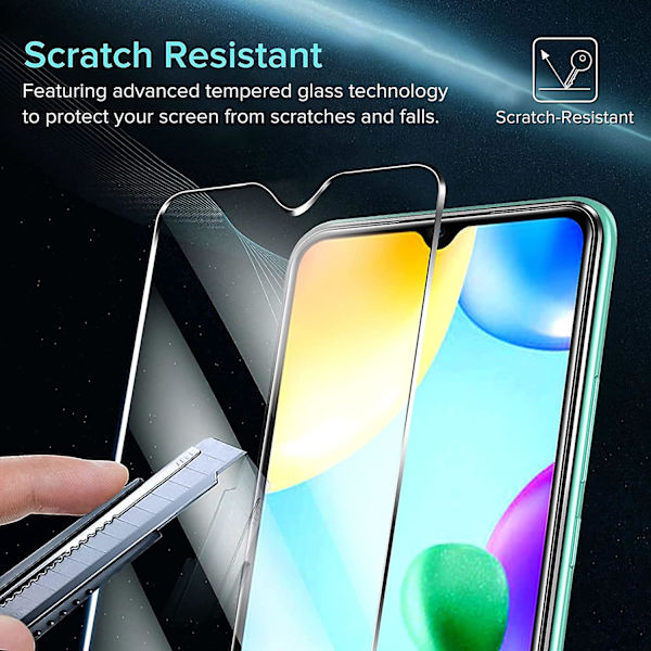 3 kpl Tempered Glass -näytönsuojaa Xiaomi Redmi 10c / Xiaomi Poco C40:lle, 3 kpl takakameran suojaa, 9H kovuus, anti