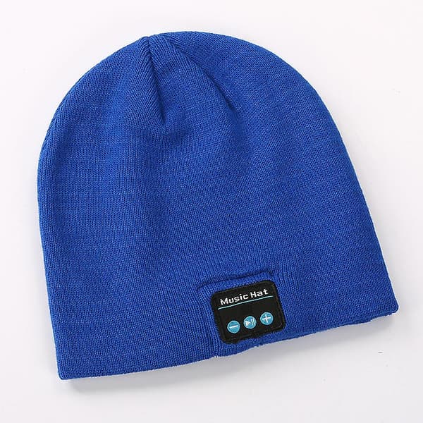 Bluetooth-musik mössa stickad hatt Bluetooth hatt binaural samtal lyssna på låtar（BLÅ）