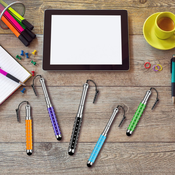 5 delar Stylus Screen Penna Infällbar kapacitiv pekskärmspenna Universal kapacitiv penna för pekskärm Slumpmässig färg