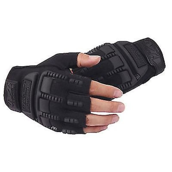 Men&#39;s Special Forces Outdoor Mountain Climbing Cycling Fitness Sports Protective Half Finger Tactical Gloves black