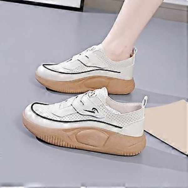 Damesko Sklisikre Stilige Lett Pustende Sommer Sportssko Jenter Casual Sneakers for Gate Camping Utendørs Innendørs Tennis (Beige 38) Beige 38