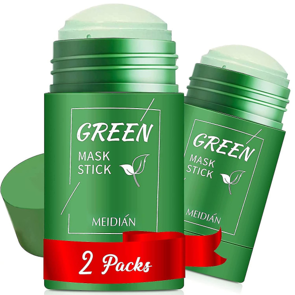 2 kpl Vihreän teen naamiopuikko kasvoille, mustapäiden poistoaine, vihreä tee -uute, syvähuokosten puhdistus, kasvojen kosteuttava, ihoa kirkastava kaikille ihotyypeille