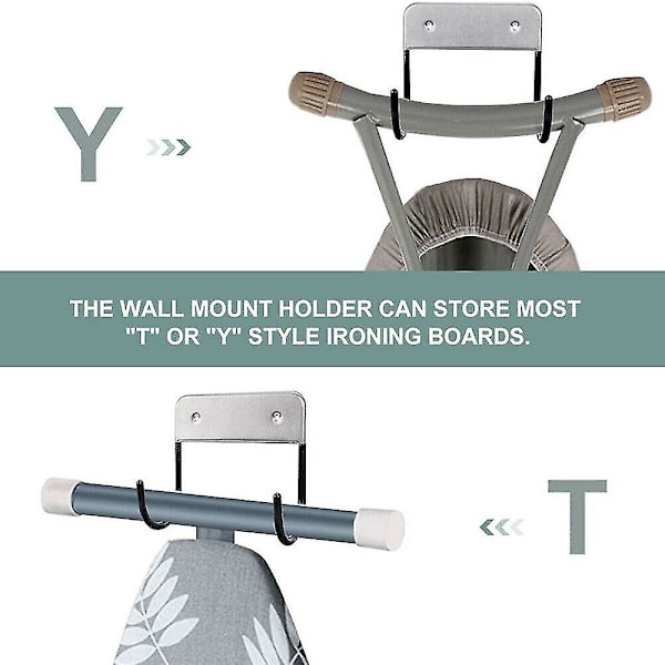2 stk. Strygebræt Hanger Jernholder Rack Væg Dørholder Bord Kroge Sort