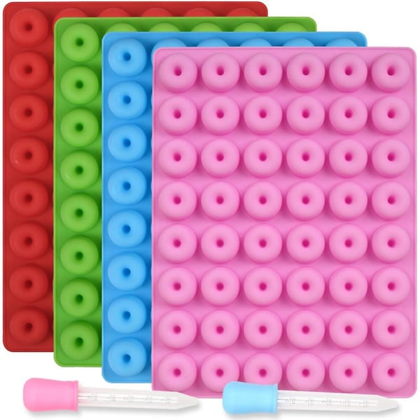 Smultringgodteri-silikonform, 4 pakker 48-hulrom gummiform med 2 droppere, nonstick-matgodsform for godteri