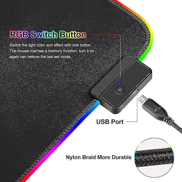 Gaming Mousepad Rgb Mousepad 800x300mm Stor Gaming Mousepad Med 14 Belysning