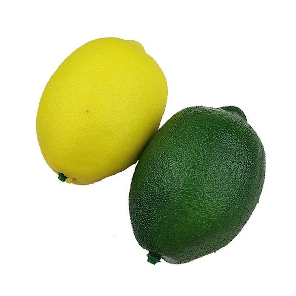 6 stk. Kunstige citroner Simulering Frugt Livagtige Falske Citroner Limes Til Hjem Køkken Bord Dekoration Vase Fyldstoffer (6 Gule Citroner)（grøn）