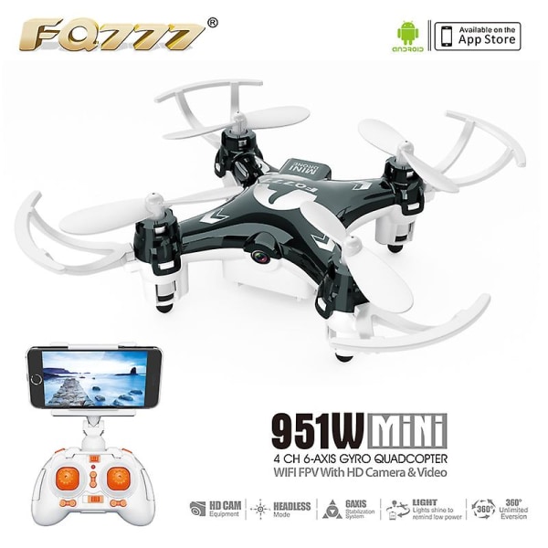 Fq777 951w Wifi Mini Pocket Drone Fpv 4ch 6-axlig Gyro Quadcopter med 30w kamera