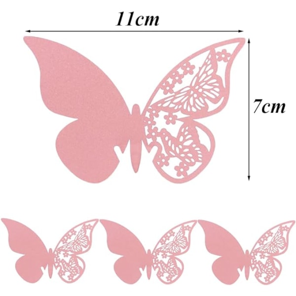100 stk. Sommerfugl Pladskort Sædekort Sommerfugleform 3D Flo