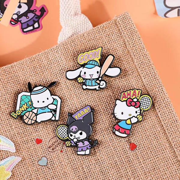 4 kpl sarjakuvatyylinen Kuromi-rintakoru, sarjakuva Sanrio metallimerkki