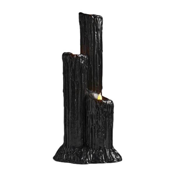 A group of three candles black resin candlestick bush decoration,