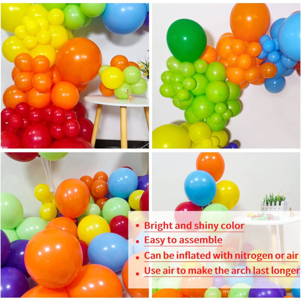 Regnbue ballonbue sæt 111stk 18 12 5 tommer latex farverige fest