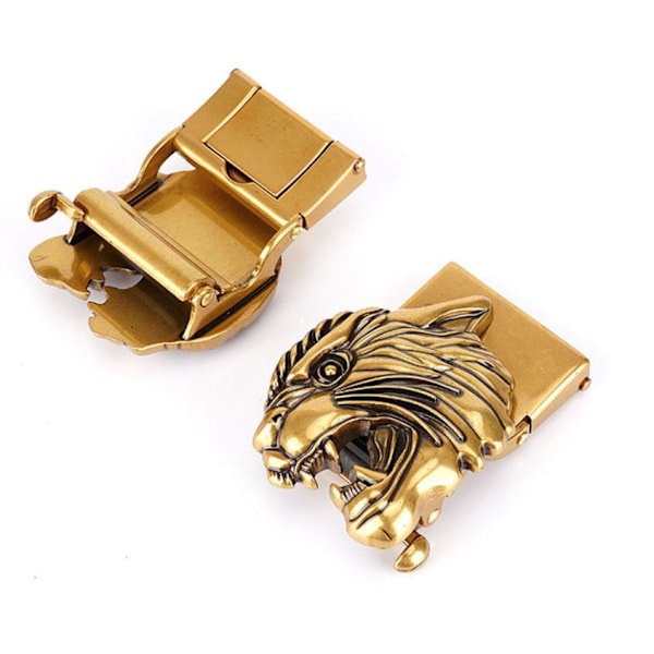 Herrmode Guld/Silver Tredimensionell Tiger Spänne Design Topp Bälte