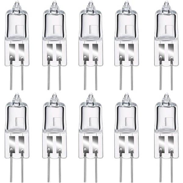 G4 Halogenpærer  G4 Halogen Pin Base Lampe 12V 20W  2800K Varm Hvit Dimbar G4 Transparent Kapsel Lampe Pakke med 10 [Energiklasse C]