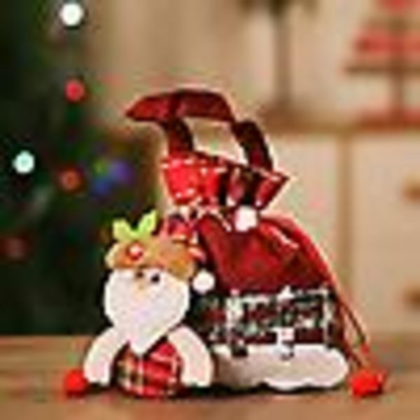 Julpåse, äppelpåse, plysch tomte, snögubbe, ren, björn, julklapp, godispåse (för äldre)