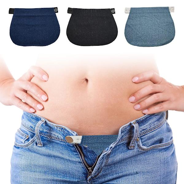 4-delt denimbelte, justerbar forlengelsesbelte, elastisk bukseforlengelsesbelte for gravide, elastisk forlengelse
