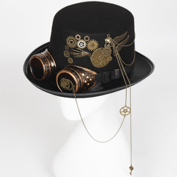 Steampunk Top Hat Gear Gothic Glasögon Retro Tung Industri Hatt Huvudbonad