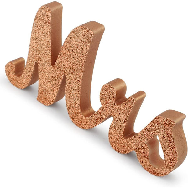 MR & MRS-skylt, guldglitter i trä, bröllopsdekorationer, bröllop