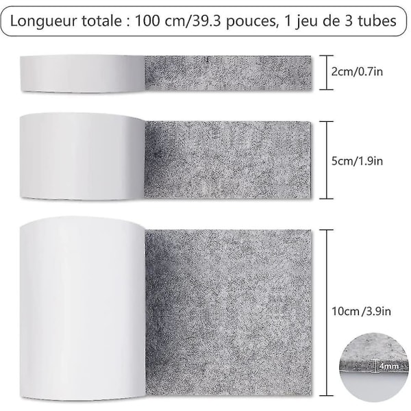 Självhäftande möbeltassar, 3 rullar grå filt 100cm X 10cm + 100cm X